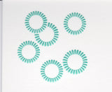 5 1/2 x 4 1/4 SILVER BEVEL BORDER NOTECARD - 5 Green Circles