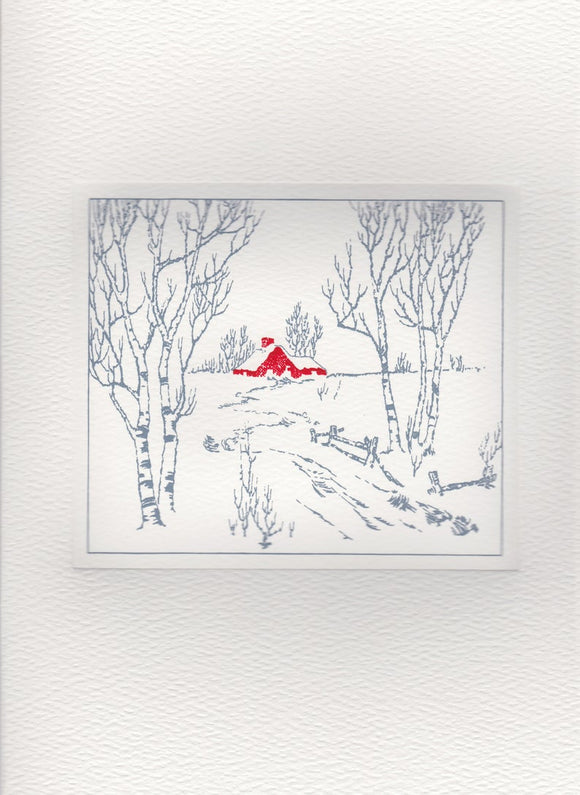 HE 540 HOLIDAY CARD - Birch Trees/Red House