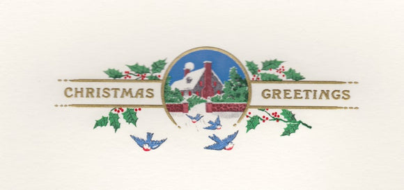 HE 846 Holiday Card - Christmas Greetings w/ House