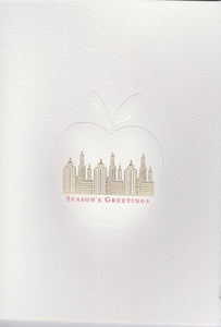HE 345 Holiday Card - City Scene with Embossed Apple
