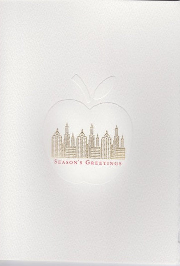 HE 345 Holiday Card - City Scene with Embossed Apple