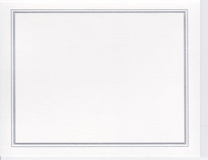 Foldover Note - SILVER DOUBLE RULE BORDER on White