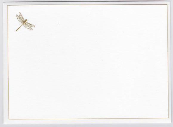 Gold Dragonfly on Gold Beveled Border Correspondence Card - 5 1/2 x 4 1/4