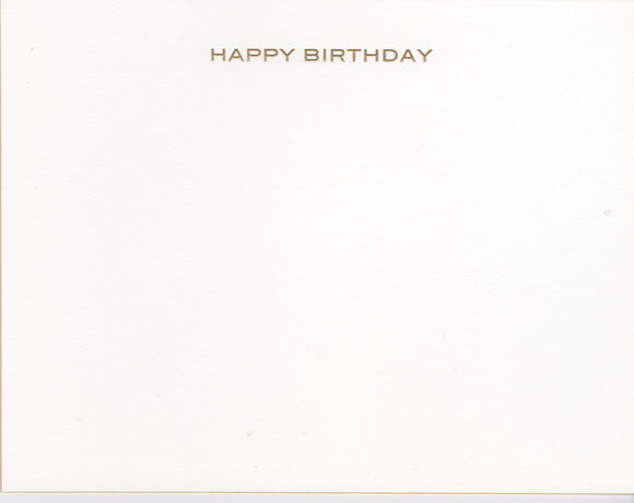 GOLD BEVELED BORDER Happy Birthday Notecard - Individual Card 5 1/2 X 4 1/4