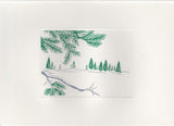 HE 339 HOLIDAY CARD -  LANDSCAPE - PINE BRANCH/TREES