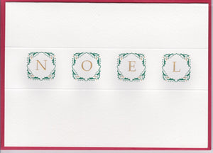 HE 432 Holiday Card - GREEN/GOLD HOLLY NOEL