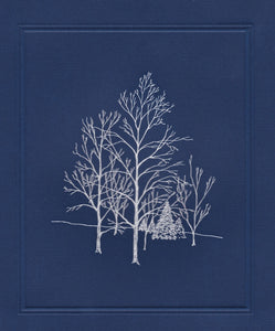 HE 709 HOLIDAY CARD FOLDER - White Trees on Blue/White Duplex Cover