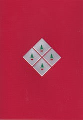 HE 715 Holiday Card:  4 Pine Trees in 4 Embossed Diamonds