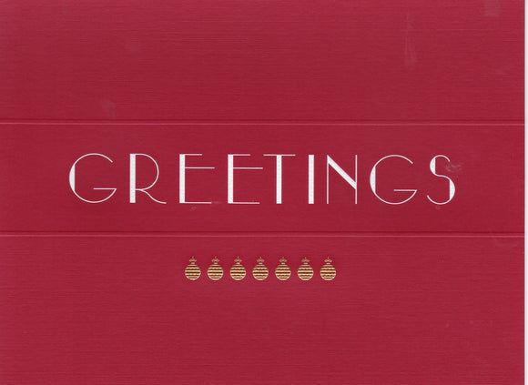 HE 722 Holiday Card - Greetings/Row of Gold Ornaments
