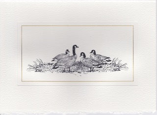 HE 826 HOLIDAY CARD - GEESE in Gold Border