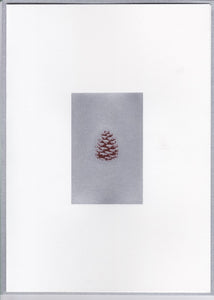 HE 903 HOLIDAY CARD - SILVER RECTANGLE/PINE CONE