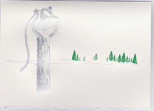 HE 860 Holiday Card - Bell/Post/ Pine Trees