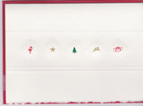 HE 582 Holiday Card -5 Ornaments in Embossed Diamonds