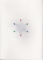 HE 213 Holiday Card - Silver Snowflake with Holiday Lights