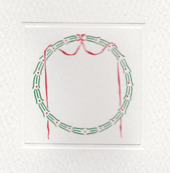 HOLIDAY FOLDOVER NOTE - WREATH WITH RIBBON