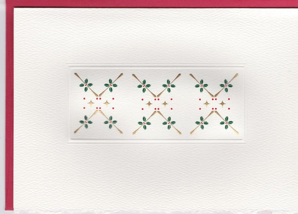 HE 738 Holiday Card - Holly and Berry with Gold Bars