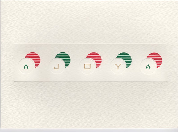 HE 486 Holiday Card - Red/Green/ Embossed Circles/JOY