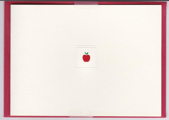 Petite Foldover Note: Red Apple in Embossed Square