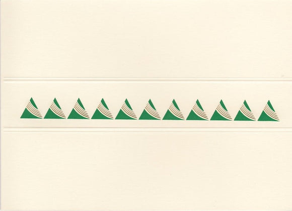 HE 710 Holiday Card - Row of Deco Green/Gold Trees