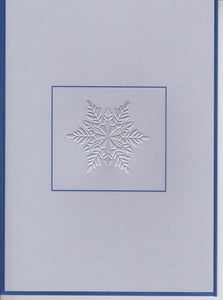 HE 768 Holiday Card Folder - Silver Snowflake in Blue Border