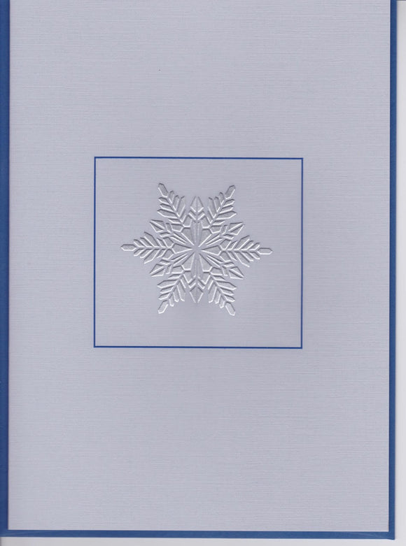 HE 768 Holiday Card Folder - Silver Snowflake in Blue Border