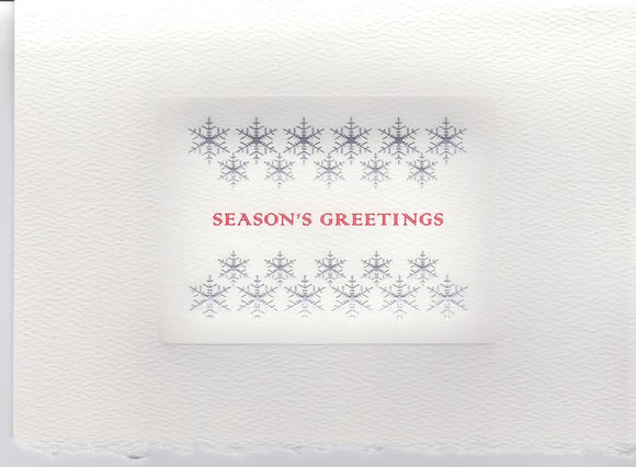 HE 490 Holiday Card - Silver Snowflakes with Seasons Greetings